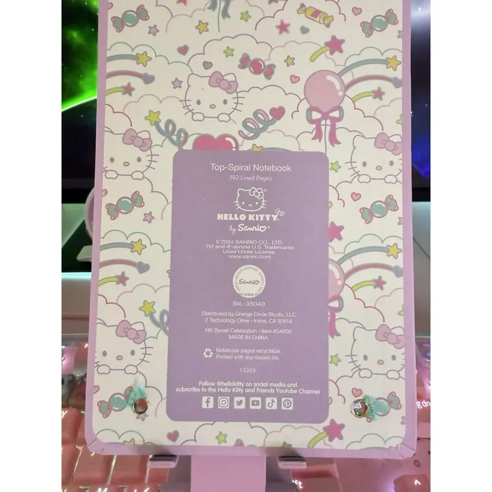 Sanrio Hello Kitty Notebook Sweet Celebration Metallic Top Spiral Elastic 2024